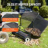 VEVOR Tow-Behind Lawn Sweeper 132cm Leaf Yard Collector 26 cu.ft. Adjustable - Rear View