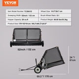 VEVOR Tow-Behind Lawn Sweeper 132cm Leaf Yard Collector 26 cu.ft. Adjustable - Close-Up Angle