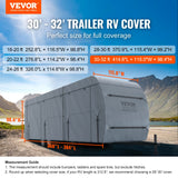 VEVOR Travel Trailer Cover, 9.1-9.8m RV Cover, 4-Layer Non-Woven Fabric Camper Cover, Waterproof, Windproof And Wear-Resistant Class A RV Cover, Rip-
