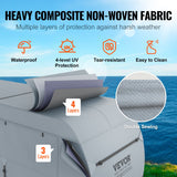 VEVOR Travel Trailer Cover, 9.1-9.8m RV Cover, 4-Layer Non-Woven Fabric Camper Cover, Waterproof, Windproof And Wear-Resistant Class A RV Cover, Rip-Stop Camper Cover with Storage Bag and Patches - Side View