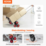 VEVOR Stair Climbing Cart Heavy Duty Folding Hand Truck Dolly 118 kg 10 Wheels - Front View