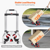 VEVOR Stair Climbing Cart Heavy Duty Folding Hand Truck Dolly 118 kg 10 Wheels - Side View