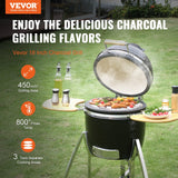 VEVOR Portable Charcoal Grill, Propane Gas Grills with Cover and Cart, Heavy Duty Stainless Steel BBQ Grill, Mini Smoker for Outdoor Cooking, Barbecue Camping, Picnic, and Backyard, Black - Front View
