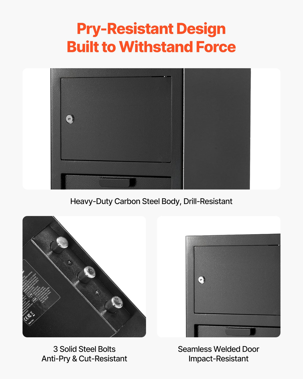 3.6 Cubic Feet Drop Safe, Large Capacity Front Drop Slot Safe Box with Digital Keypad, Heavy Duty 3 Tiers Cash Depository Box with Spare Keys for Cash, Bank Slip, Jewelry, Document, Bill, Black
