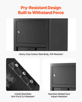 3.6 Cubic Feet Drop Safe, Large Capacity Front Drop Slot Safe Box with Digital Keypad, Heavy Duty 3 Tiers Cash Depository Box with Spare Keys for Cash, Bank Slip, Jewelry, Document, Bill, Black - 45-Degree Angle