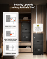 3.6 Cubic Feet Drop Safe, Large Capacity Front Drop Slot Safe Box with Digital Keypad, Heavy Duty 3 Tiers Cash Depository Box with Spare Keys for Cash, Bank Slip, Jewelry, Document, Bill, Black - Close-Up Angle