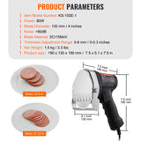 VEVOR Electric Shawarma Knife, 80W Professional Turkish Kebab Knife, Commercial Stainless Steel Gyro Cutter, Doner Kebab Meat Slicer with 2 Blades, 100mm Blade Diameter, 0-8mm Adjustable Thickness - Close-Up Angle