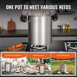 VEVOR Stainless Steel Stockpot, 42 Quart Large Cooking Pots, Multipurpose Cookware Sauce Pot with Li