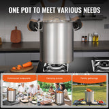 VEVOR Stainless Steel Stockpot, 42 Quart Large Cooking Pots, Multipurpose Cookware Sauce Pot with Lid & Handle, Heavy Duty Commercial Grade Stock Pot, Sanding Treatment, for Large Groups Events Silver - Rear View