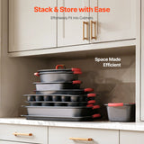 VEVOR Baking Pan Set 10-Piece Nonstick Carbon Steel Set with Silicone Handles - Rear View