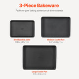 VEVOR Baking Pan Set 3-Piece Nonstick Carbon Steel Set with Silicone Handles - Front View