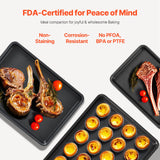 VEVOR Baking Pan Set 3-Piece Nonstick Carbon Steel Set with Silicone Handles - 45-Degree Angle