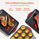VEVOR Baking Pan Set 6-Piece Nonstick Carbon Steel Set with Silicone Handles - 45-Degree Angle
