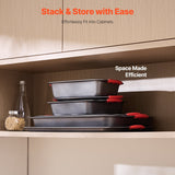 VEVOR Baking Pan Set 6-Piece Nonstick Carbon Steel Set with Silicone Handles - Rear View