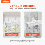 VEVOR Ceiling Curtain Track Set 17.7 FT/5.4 Meter Room Divider with Hooks White - Front View