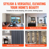 VEVOR Ceiling Curtain Track Set 17.7 FT/5.4 Meter Room Divider with Hooks White - Rear View