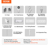 VEVOR Ceiling Curtain Track Set 17.7 FT/5.4 Meter Room Divider with Hooks White