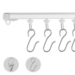 Ceiling Curtain Track Set, 9.9 FT/3 Meter, Self Adhesive, No Drill Ceiling Track System for Curtains, Room Divider Curtain Track Ceiling Mounted for Living Room with Hooks and Hardware, White