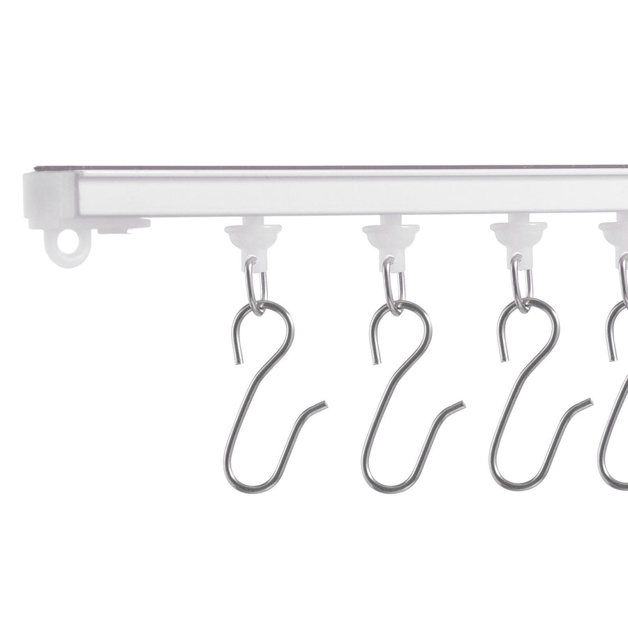 Ceiling Curtain Track Set, 9.9 FT/3 Meter, Self Adhesive, No Drill Ceiling Track System for Curtains, Room Divider Curtain Track Ceiling Mounted for Living Room with Hooks and Hardware, White