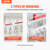 VEVOR Ceiling Curtain Track Set, 9.9 FT/3 Meter, Self Adhesive, No Drill Ceiling Track System for Curtains, Room Divider Curtain Track Ceiling Mounted for Living Room with Hooks and Hardware, White - Front View