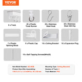 Ceiling Curtain Track Set, 9.9 FT/3 Meter, Self Adhesive, No Drill Ceiling Track System for Curtains, Room Divider Curtain Track Ceiling Mounted for Living Room with Hooks and Hardware, White