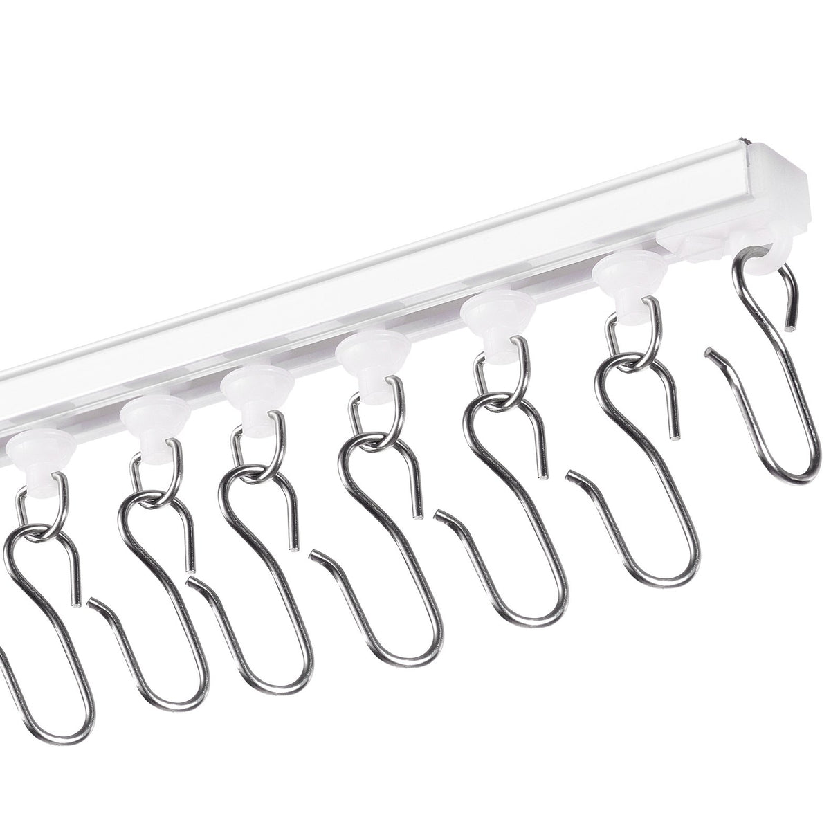 Ceiling Curtain Track Set, 9.9 FT/3 Meter, Self Adhesive, No Drill Ceiling Track System for Curtains, Room Divider Curtain Track Ceiling Mounted for Living Room with Hooks and Hardware, White