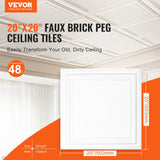 VEVOR Ceiling Tiles 48-Pack 20 x 20 in Polystyrene Easy Installation Glue-up - Front View