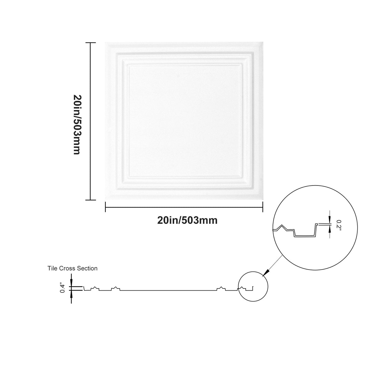 VEVOR Ceiling Tiles 48-Pack 20 x 20 in Polystyrene Easy Installation Glue-up
