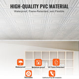 VEVOR Ceiling Tiles 12-Pack 24 x 24 in PVC Easy Installation White Peg Pattern - Side View