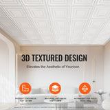 VEVOR Ceiling Tiles 12-Pack 24 x 24 in PVC Easy Installation White Peg Pattern - Top-Down View