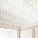 VEVOR Ceiling Tiles 12-Pack 24 x 24 in PVC Easy Installation White Peg Pattern - Close-Up Angle