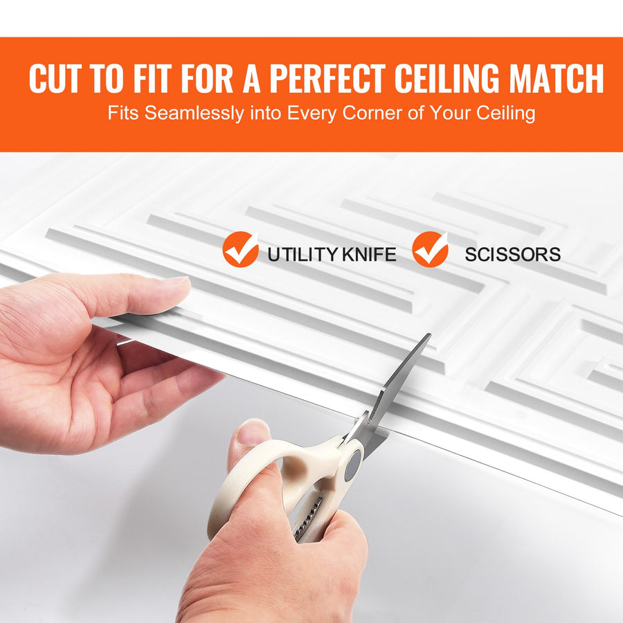 Ceiling Tiles 12-Pack 24 x 24 in PVC Easy Installation White Echo Pattern