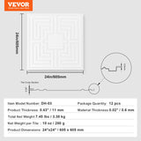 VEVOR Ceiling Tiles 12-Pack 24 x 24 in PVC Easy Installation White Echo Pattern - Close-Up Angle