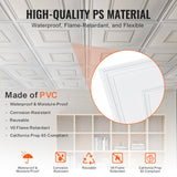 VEVOR Ceiling Tiles 12-Pack 24 x 24 in PVC Easy Installation White Geometric - Side View