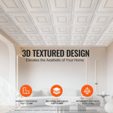 VEVOR Ceiling Tiles 12-Pack 24 x 24 in PVC Easy Installation White Geometric - Top-Down View