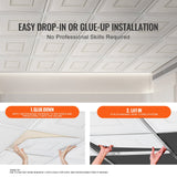 VEVOR Ceiling Tiles 12-Pack 24 x 24 in PVC Easy Installation White Geometric - 45-Degree Angle