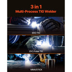 TIG Welder, 205A 3-In-1 Welding Machine (Large LED Display)- DC TIG/DC Pulse TIG/MMA(Stick), Electric Welder, LED Lights