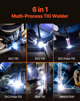 VEVOR TIG Welder 6-In-1 AC/DC Welding Machine Pulse Spot MMA Stick IGBT Inverter - Front View
