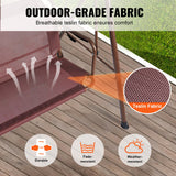 VEVOR 3-Person Patio Swing Chair, Outdoor Patio Swing with Adjustable Canopy, Porch Swing with Armrests, Teslin Fabric and Alloy Steel Frame, for Balcony, Backyard, Patio, Garden, Poolside, Brown - Top-Down View