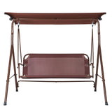 VEVOR 3-Person Patio Swing Chair, Outdoor Patio Swing with Adjustable Canopy, Porch Swing with Armrests, Teslin Fabric and Alloy Steel Frame, for Balcony, Backyard, Patio, Garden, Poolside, Brown - Extra Image
