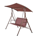VEVOR 3-Person Patio Swing Chair, Outdoor Patio Swing with Adjustable Canopy, Porch Swing with Armrests, Teslin Fabric and Alloy Steel Frame, for Balcony, Backyard, Patio, Garden, Poolside, Brown - Extra Image