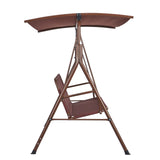 VEVOR 3-Person Patio Swing Chair, Outdoor Patio Swing with Adjustable Canopy, Porch Swing with Armrests, Teslin Fabric and Alloy Steel Frame, for Balcony, Backyard, Patio, Garden, Poolside, Brown - Extra Image