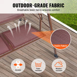 VEVOR 3-Seat Patio Swing Chair, Outdoor Patio Swing with Adjustable Canopy, Porch Swing with Armrests, Teslin Fabric and Alloy Steel Frame, for Balcony, Backyard, Patio, Garden, Poolside, Brown - Top-Down View