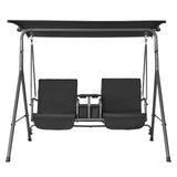 VEVOR 2-Seat Patio Swing Chair, Outdoor Patio Swing with Adjustable Canopy, Porch Swing with Storage Bag and Rotating Tray, Oxford Fabric and Alloy Steel Frame, for Balcony, Backyard, Poolside, Black - Extra Image