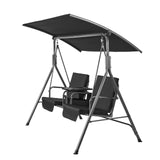 VEVOR 2-Seat Patio Swing Chair, Outdoor Patio Swing with Adjustable Canopy, Porch Swing with Storage Bag and Rotating Tray, Oxford Fabric and Alloy Steel Frame, for Balcony, Backyard, Poolside, Black - Extra Image