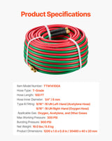 Oxygen Acetylene Hose 1/4-Inch x 100FT T Grade Hose 300PSI Max Working Pressure - Close-Up Angle