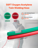 Oxygen Acetylene Hose 1/4-Inch x 50FT T Grade Hose 300PSI Max Working Pressure - Front View