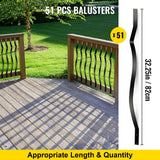 Deck Balusters, 51 Pack Metal Deck Spindles, 32.25\"x1\" Staircase Baluster with Screws, Iron Deck Railing for Wood and Composite Deck, Stylish Baluster for Outdoor Stair Deck Porch