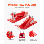 Tractor Bucket Protector, 2PCS Heavy Duty Steel Bucket Edge Protectors, Edge Tamer Anti-Skid Device with Double Hexagon Lock Nuts and Bolts, for Snow, Leave Removal & Spreading Gravel (Red)