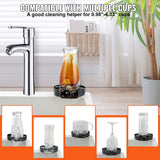 VEVOR Glass Rinser, 10 Powerful Spraying Jets Rotating Cup Rinser for Sink, 304 Stainless Steel Faucet Cup Washer & Silicone Nonslip Pad for Baby Bottle, Glass Cup, Wine Glass (Matte Black Base) - Front View